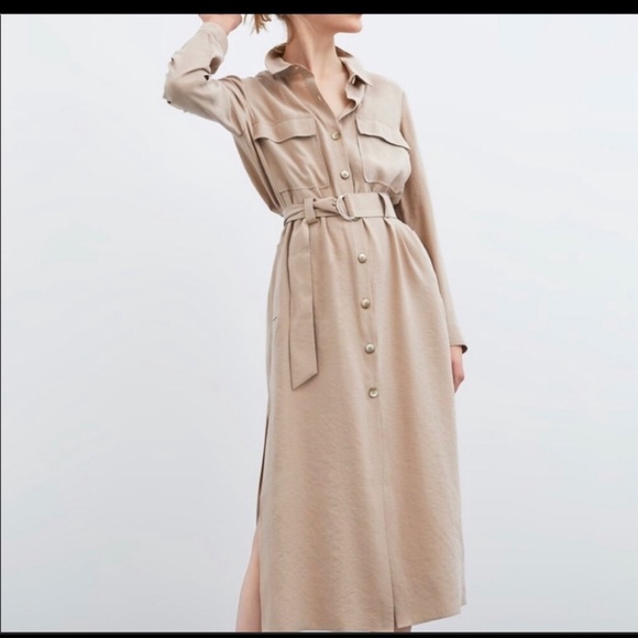 ZARA SHIRT DRESS WITH MATCHING BELT - Picture 1 of 4